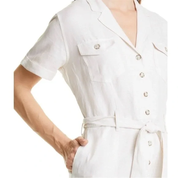 Rails Georgie Tie Waist Linen Romper in Stone - Picture 7 of 13